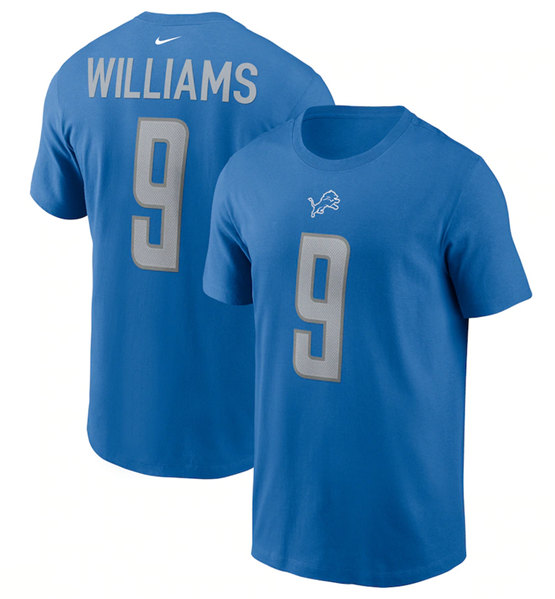 Men's Detroit Lions #9 Jameson Williams 2022 Blue T-Shirt